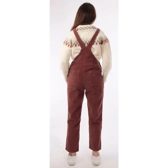 RVCA NWT Womens Corduroy Dungarees Overalls Wine Sz 30 Workwear Outdoor GORPCORE - Picture 4 of 16